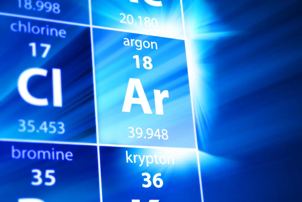 Periodic Formula of Argon in Blue Background
