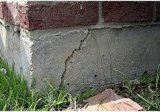 A long shot of the foundation crack on wall